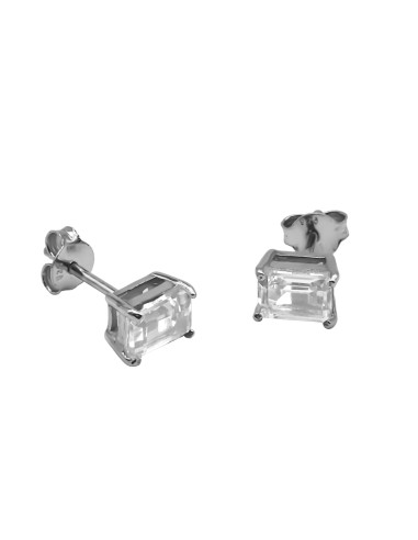 Boucles d'oreille argent rhodié 1,2g - Cristal de roche  6x4mm