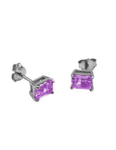 Boucles d'oreille argent rhodié 1,2g - Améthyste  6x4mm