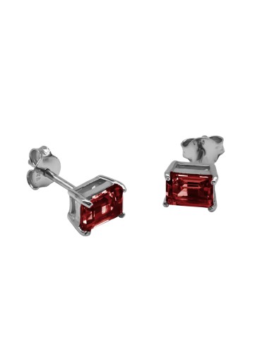 Boucles d'oreille argent rhodié 1,2g - Grenat  6x4mm