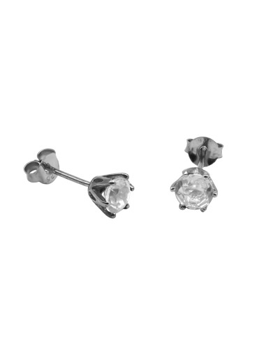 Boucles d'oreille argent rhodié 1g - Cristal de roche  diamètre 5mm