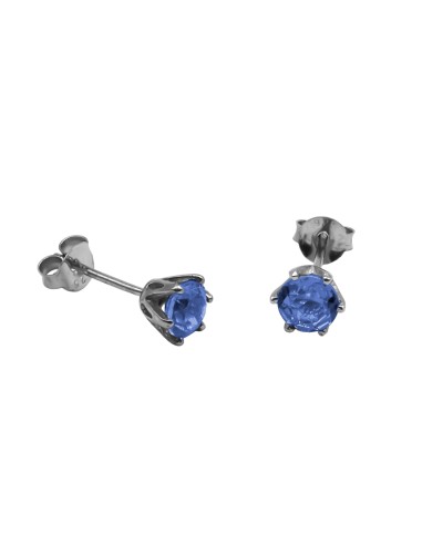 Boucles d'oreille argent rhodié 1g - Tanzanite AA  diamètre 5mm