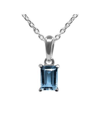 Pendentif argent rhodié 0,6g  - Topaze Bleu 6x4mm