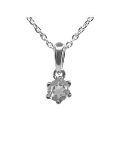 Pendentif argent rhodié 0,7g - Cristal de roche  diamètre 5mm