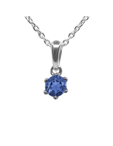 Pendentif argent rhodié 0,7g - Tanzanite AA  diamètre 5mm