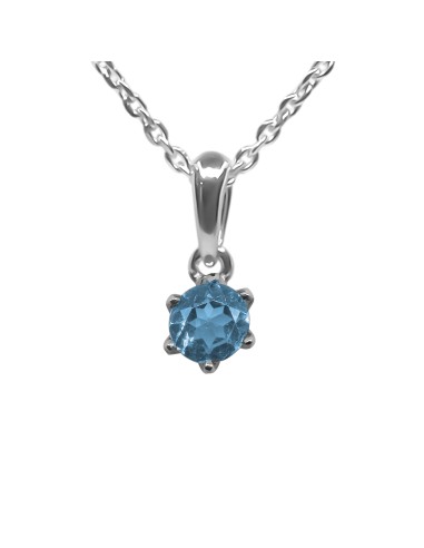 Pendentif argent rhodié 0,7g - Topaze bleu  diamètre 5mm