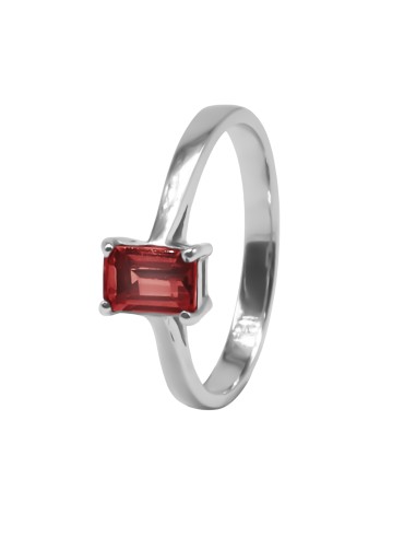 Bague argent rhodié 2g - Grenat  6x4mm - Taille 50 à 62