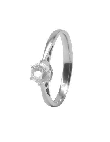 Bague argent rhodié 2g - Cristal de roche  diamètre 5mm - Taille 50 à 62