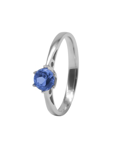 Bague argent rhodié 2g - Tanzanite AA  diamètre 5mm - Taille 50 à 62