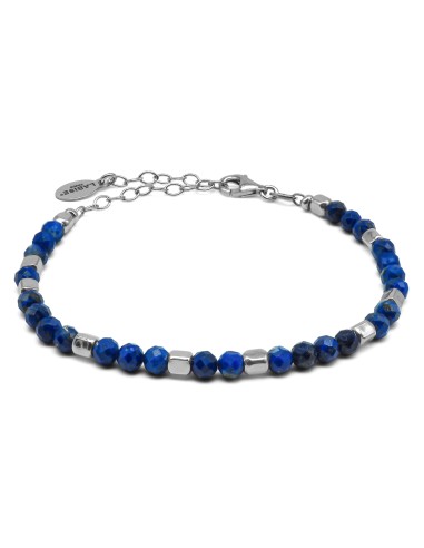 Bracelet argent rhodié 4,80g - collection zodiac - Sagittaire -  Sodalite 4mm  - 15+5cm