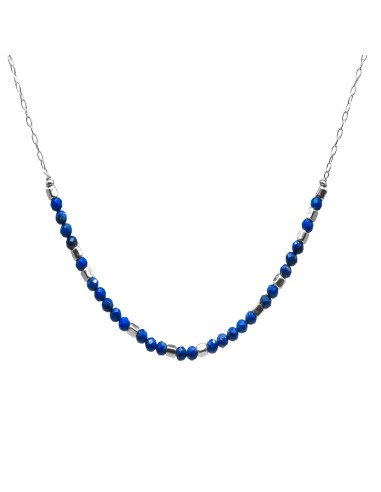 Collier argent rhodié 6,2g  - collection zodiac - Sagittaire -  Sodalite 4mm  - 38+7cm