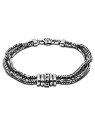 Bracelet homme argent rhodié - 17,50g - Finition vieillie - 20 cm