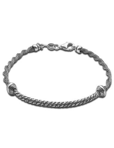 Bracelet homme argent rhodié - 5,80g - Finition vieillie - 16cm