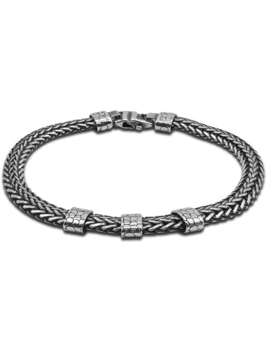 Bracelet homme argent rhodié - 30,30g - Finition vieillie - 20cm