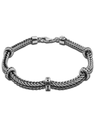 Bracelet homme argent rhodié - 20,30g - Finition vieillie - 19cm