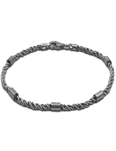 Bracelet homme argent rhodié - 8,50g - Finition vieillie - 20cm