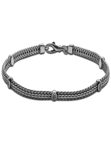 Bracelet homme argent rhodié - 21g - Finition vieillie - 20cm