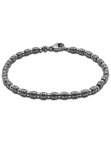 Bracelet homme argent rhodié - 8,20g - Finition vieillie - 18cm