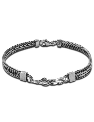 Bracelet homme argent rhodié - 18,40g - Finition vieillie - 20cm