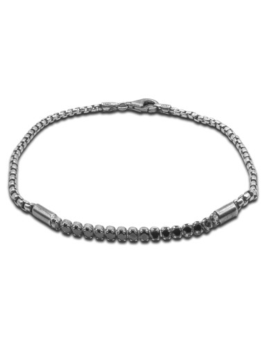 Bracelet homme argent rhodié - 4,30g - Finition vieillie - 19cm