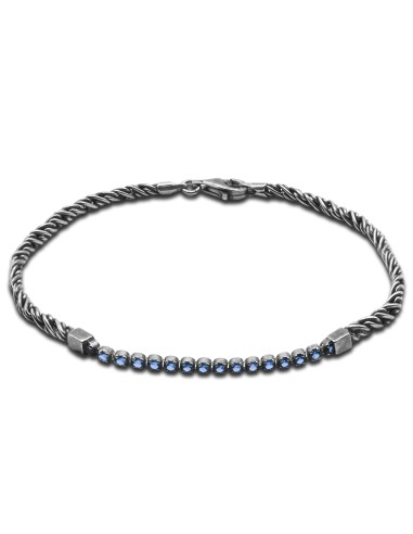 Bracelet homme argent rhodié - 5,90g - Finition vieillie - 19cm