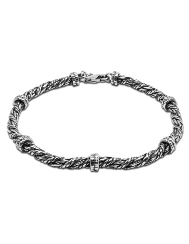 Bracelet argent rhodié - 19,75g - Finition vieillie - 19cm