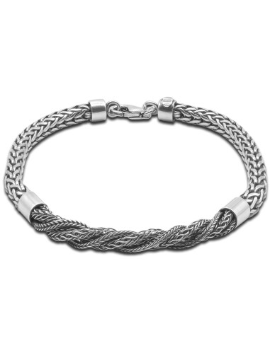 Bracelet argent rhodié - 19,50g - Finition vieillie - 20cm