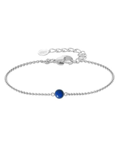 Bracelet argent rhodié - 1,6g -  Lapis Lazuli - cabochon - 6mm - 15+5cm