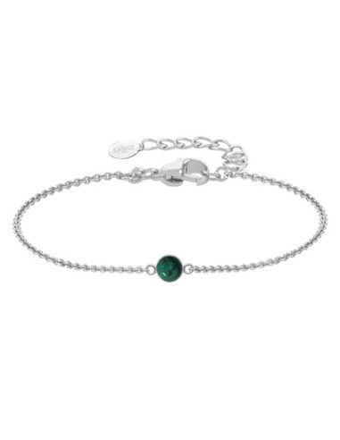 Bracelet argent rhodié - 1,6g -  Chrysocolle - cabochon - 6mm - 15+5cm