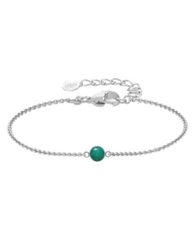 Bracelet argent rhodié - 1,6g -  Amazonite - cabochon - 6mm - 15+5cm