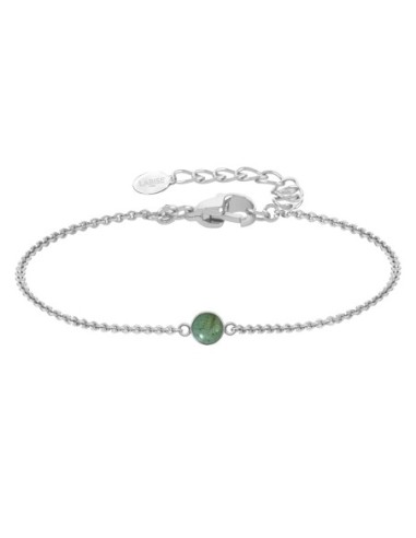 Bracelet argent rhodié - 1,6g -  Labradorite - cabochon - 6mm - 15+5cm