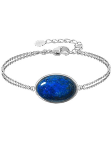 Bracelet argent rhodié - 3g -  Lapis Lazuli - cabochon - 12x18mm - 15+5cm