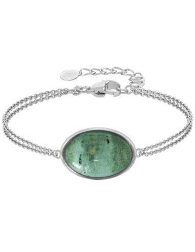 Bracelet argent rhodié - 3g -  Labradorite - cabochon - 12x18mm - 15+5cm