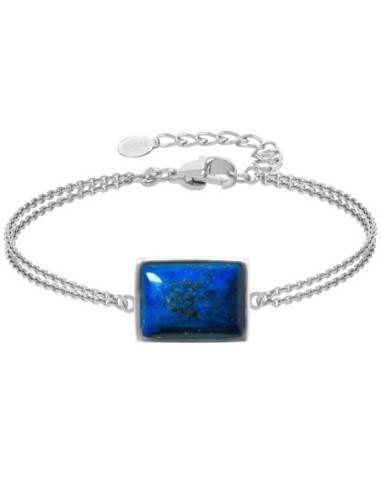 Bracelet argent rhodié - 3,2g -  Lapis Lazuli - cabochon - 12x14mm - 15+5cm