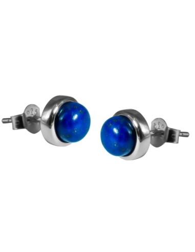 Boucles d'oreilles argent rhodié - 2g -  Lapis Lazuli - cabochon - 6mm