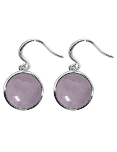 Boucles d'oreilles argent rhodié - 3,2g -  Quartz Rose - cabochon - 12mm