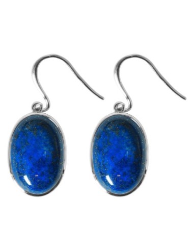 Boucles d'oreilles argent rhodié - 3,5g -  Lapis Lazuli - cabochon - 12x18mm