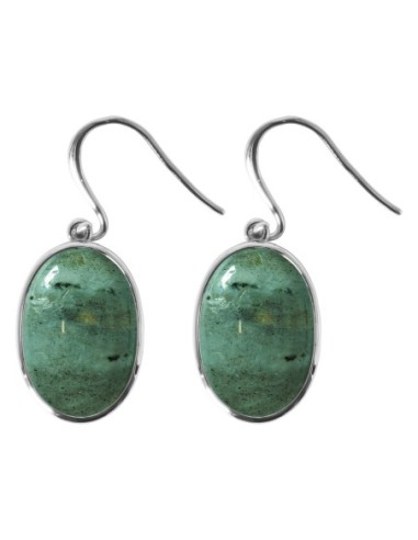 Boucles d'oreilles argent rhodié - 3,5g -  Labradorite - cabochon - 12x18mm