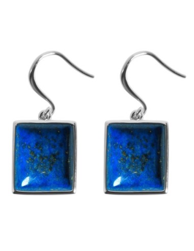 Boucles d'oreilles argent rhodié - 3,8g -  Lapis Lazuli - cabochon - 12x14mm