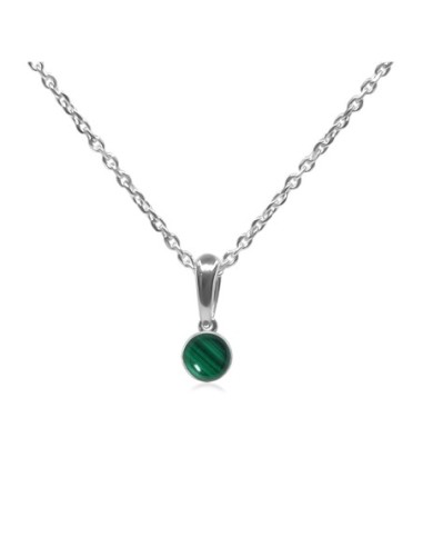 Pendentif argent rhodié - 1g -  Malachite - cabochon - 6mm