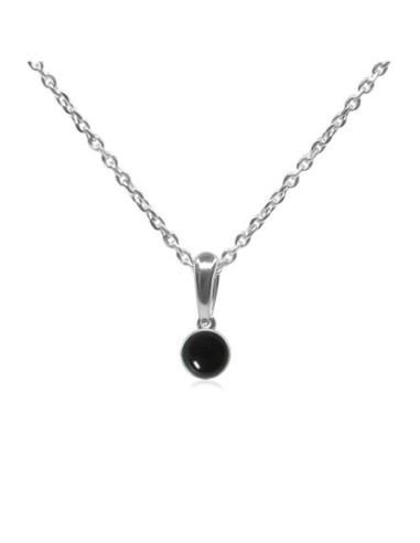 Pendentif argent rhodié - 1g -  Onyx - cabochon - 6mm