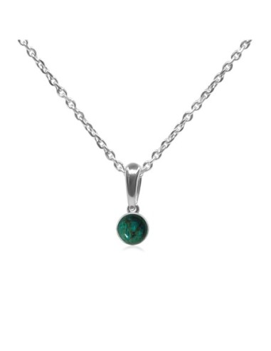 Pendentif argent rhodié - 1g -  Chrysocolle - cabochon - 6mm