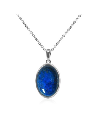 Pendentif argent rhodié - 1,7g -  Lapis Lazuli - cabochon - 12x18mm