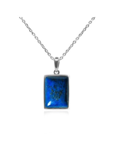 Pendentif argent rhodié - 2g -  Lapis Lazuli - cabochon - 12x14mm