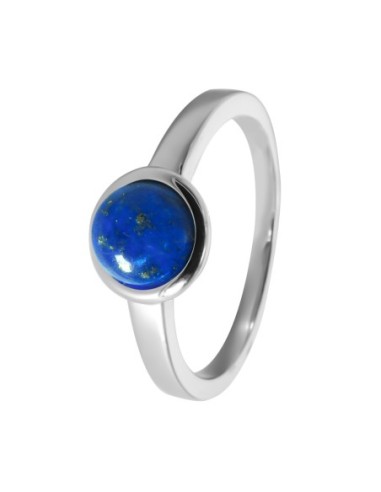 Bague argent rhodié - 2,5g -  Lapis Lazuli - cabochon - 6mm - T50 à 64