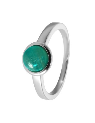 Bague argent rhodié - 2,5g -  Amazonite - cabochon - 6mm - T50 à 64