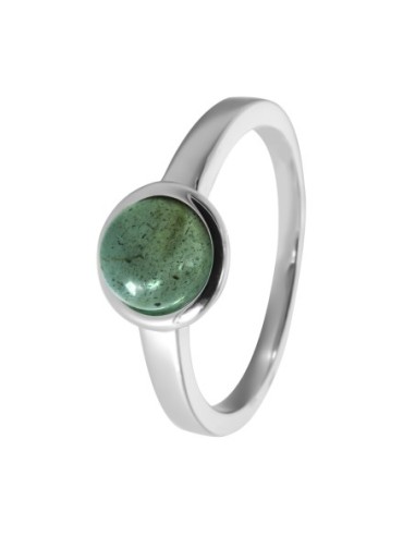 Bague argent rhodié - 2,5g -  Labradorite - cabochon - 6mm - T50 à 64