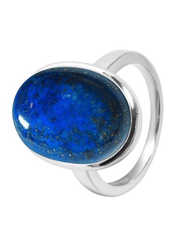 Bague argent rhodié - 4,5g -  Lapis Lazuli - cabochon - 12x18mm - T52 à 64