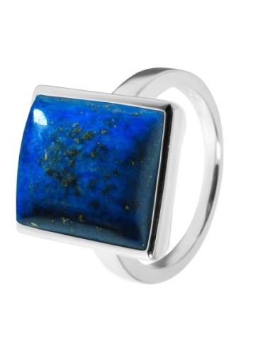 Bague argent rhodié - 4,5g -  Lapis Lazuli - cabochon - 12x14mm - T52 à 64