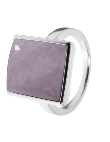 Bague argent rhodié - 4,5g -  Quartz Rose - cabochon - 12x14mm - T52 à 64