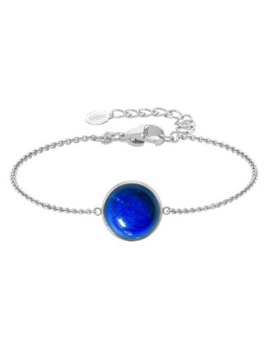 Bracelet argent rhodié - 2,5g -  Lapis Lazuli - cabochon - 12mm - 15+5cm